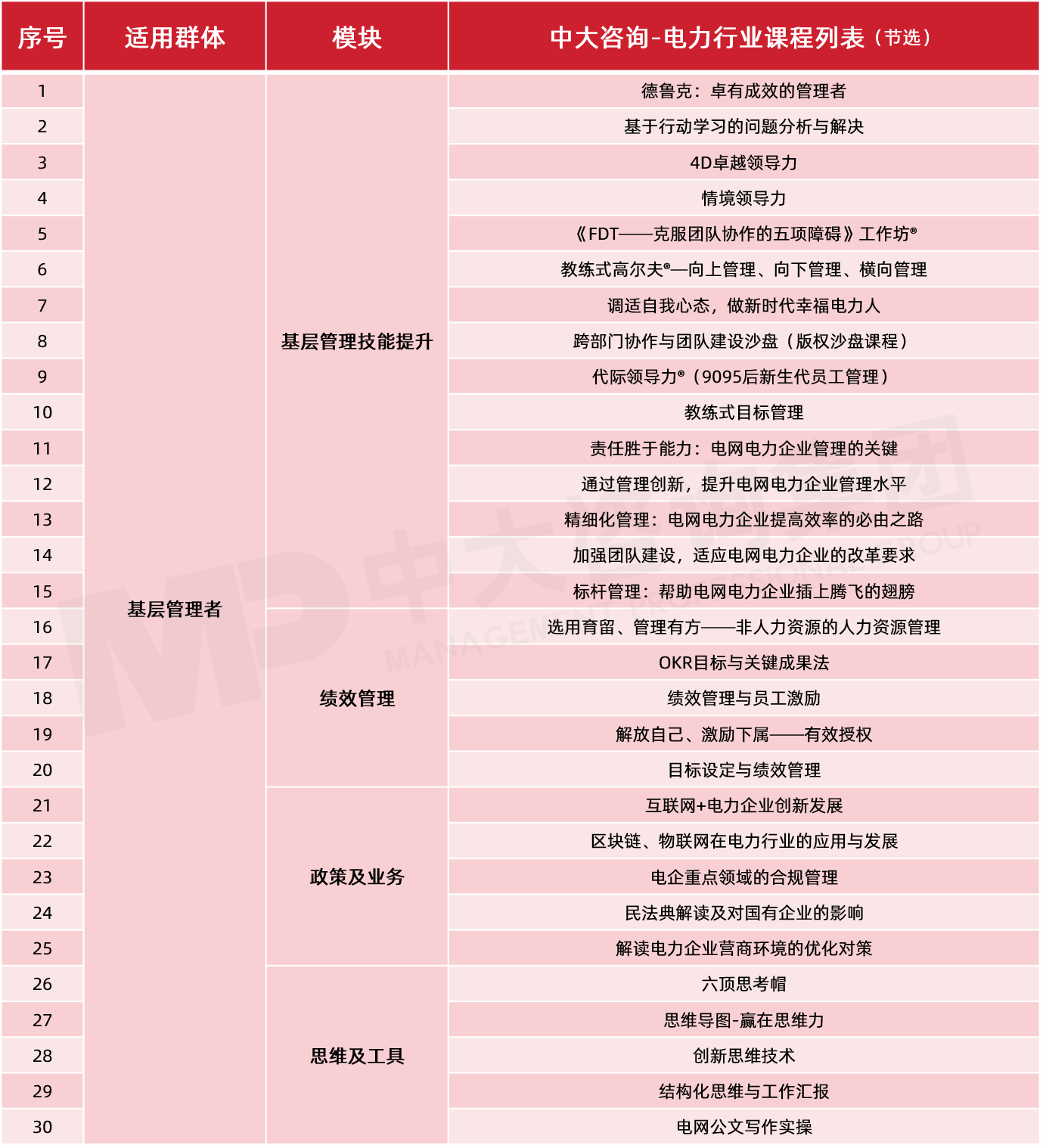 中大咨詢(xún)-電力行業(yè)課程列表（節(jié)選）