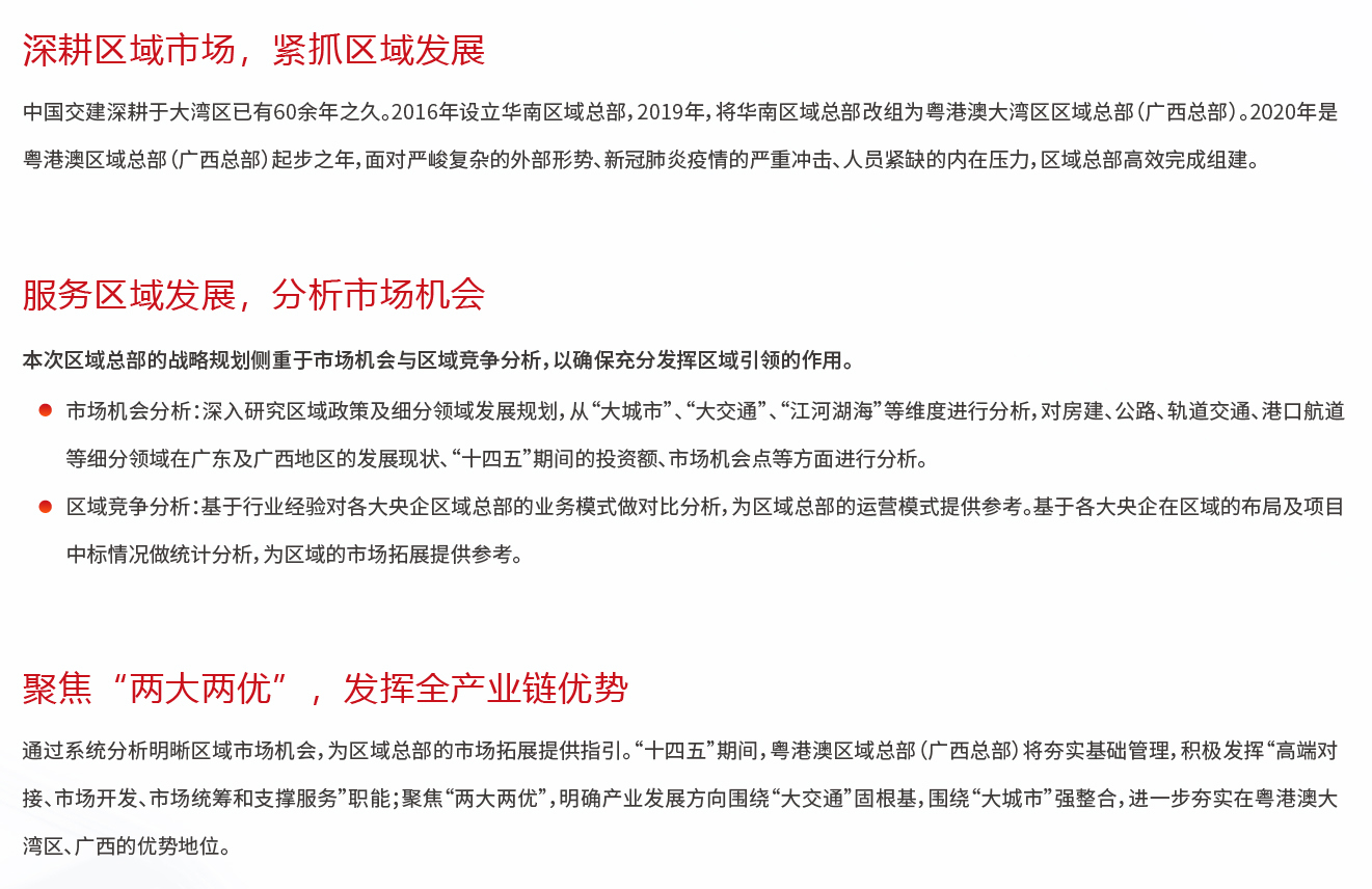 中國交建粵港澳大灣區(qū)區(qū)域總部戰(zhàn)略規(guī)劃咨詢項(xiàng)目